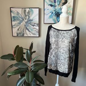 BCBG Maxazria Black Snakeskin Sweater